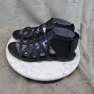Eileen Fisher Shoes Womens 8.5 Black Leather Nest Caged Gladiator